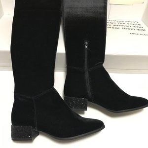 Velvet over the knee boots